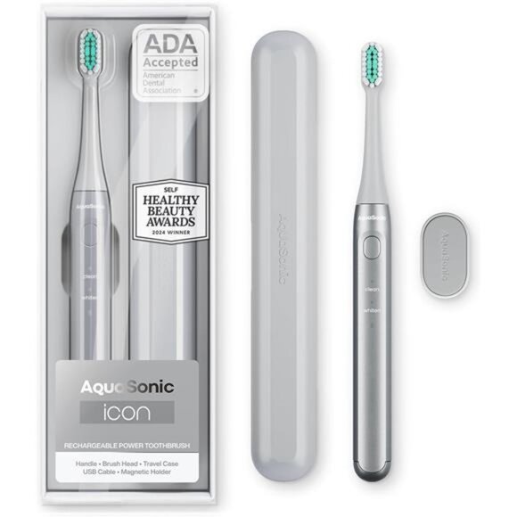 Aquasonic Icon ADA-Accepted Rechargeable Toothbrush | Magnetic Holder & Slim - Picture 1 of 7